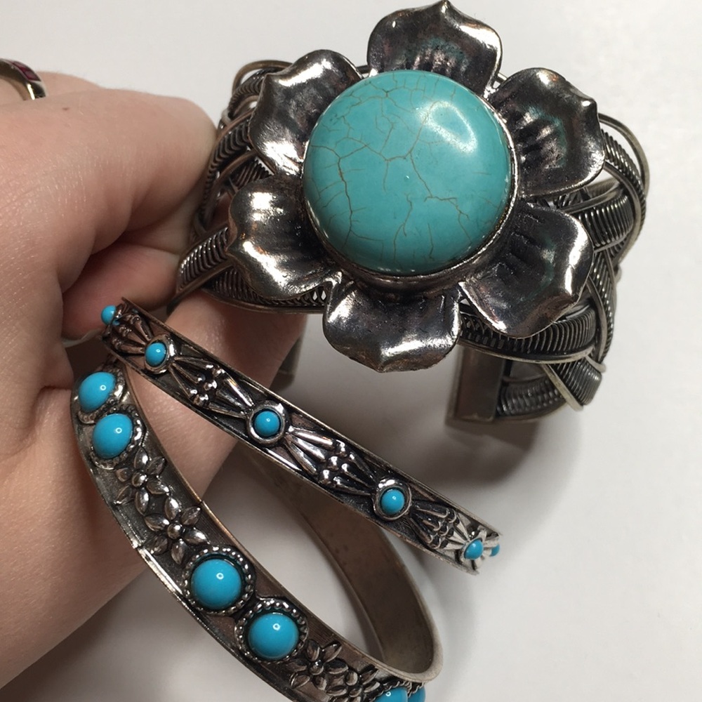 Turquoise bangles and cuff